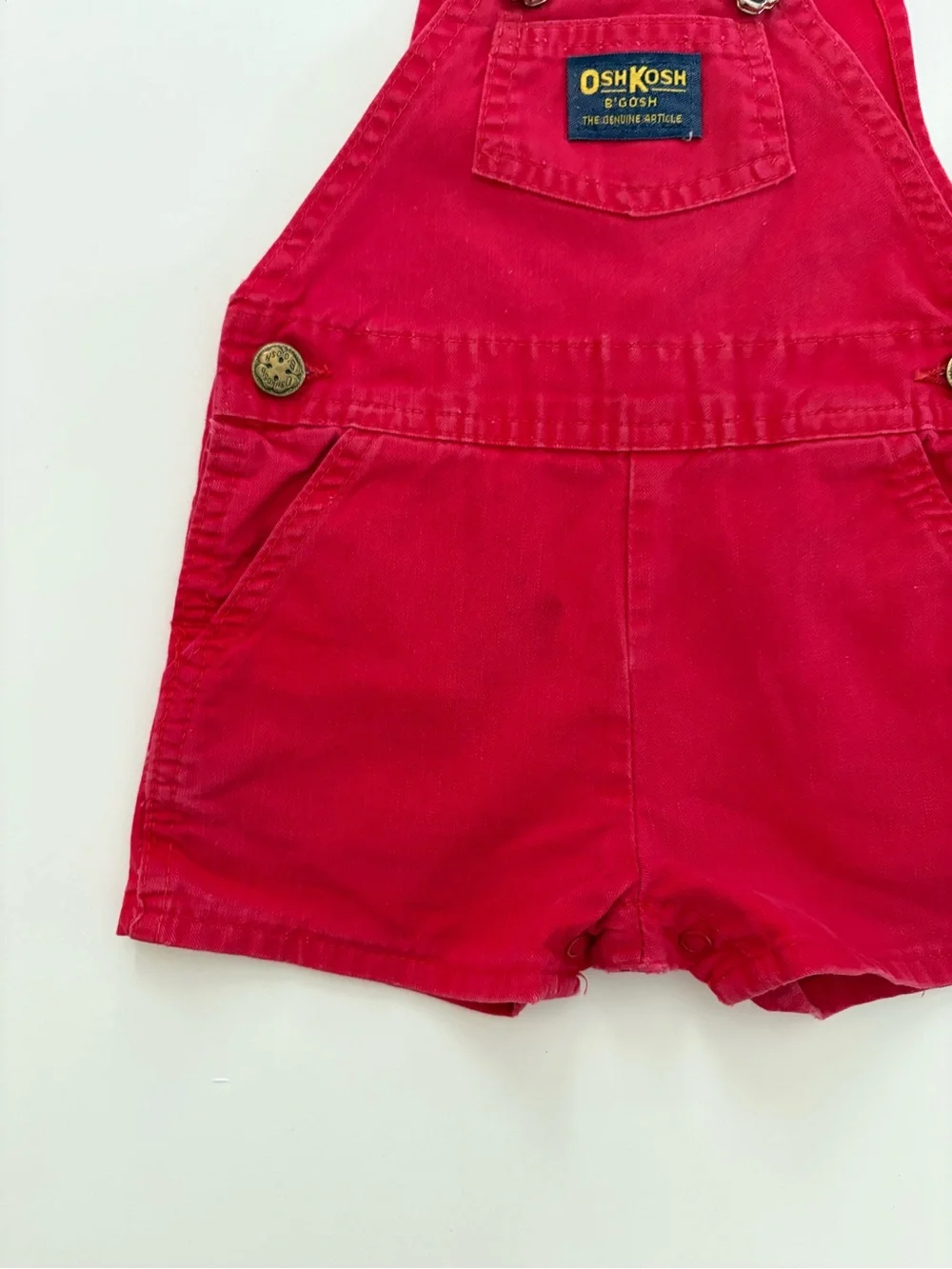 Vintage 80s/90s OshKosh B'gosh Shortall Overalls in Bright Red Size 18mo